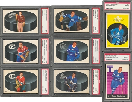 1962/63 Parkhurst Hockey PSA MINT 9 Collection (8 Different) Including Seven Hall of Famers